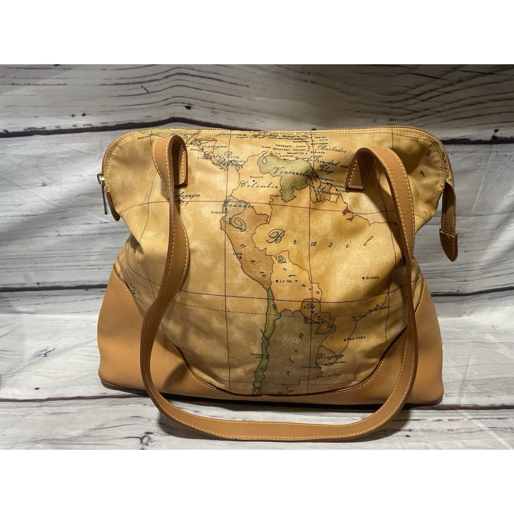 Alviero Martini 1a Classe Large World Map Tote/Handbag/Travel Bag EUC